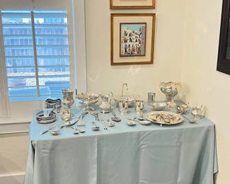 sterling and silverplate serving pieces