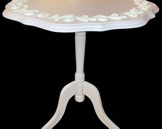White Embossed Side Table 