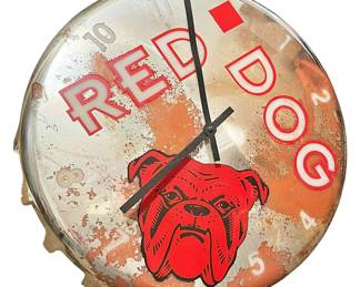 Vintage Red Dog Beer Clock Sign 