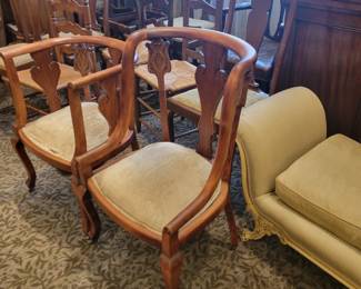 2 gorgeous art nouveau hand carved chairs on wheels
