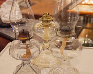 Glass oil lamps, antique