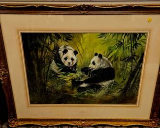 Panda print in gilt frame