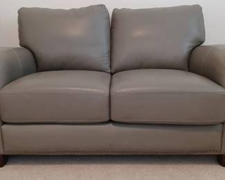 Gray Leather Loveseat
