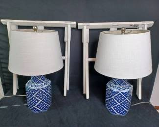 Blue and White Lamps, Luggage Holders