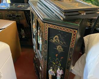 15 pc Vintage Asian Art work & furniture 