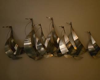 Metal art work, sail boats