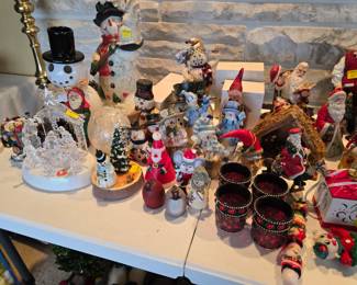 Large assortment of Christmas decorations