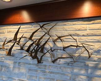 Signed metal art, "Birds on the wing" Curtis Jere