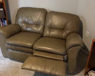 Leather reclining loveseat