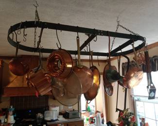Copper pots,pans and hangar
