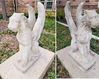 Pair of large cement GARGOYLES 
