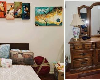 Queen bed, full bed and dresser
