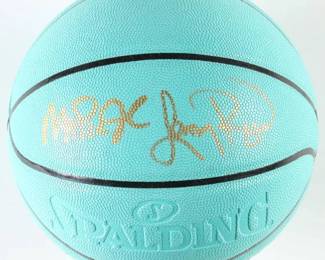 Magic Johnson & Larry Bird Signed Authentic Tiffany & Co Basketball (Beckett)
