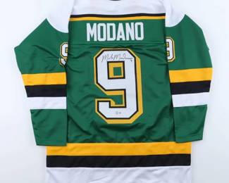 Mike Modano Signed Minnesota North Stars Style Jersey (Beckett)