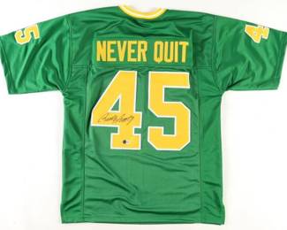 Rudy Ruettiger Signed "Never Quit" Notre Dame Style Jersey (Beckett)