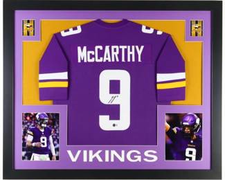 J.J. McCarthy Signed Custom Framed Jersey Display (Beckett)