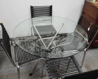 Glass top dining table/Chrome chairs