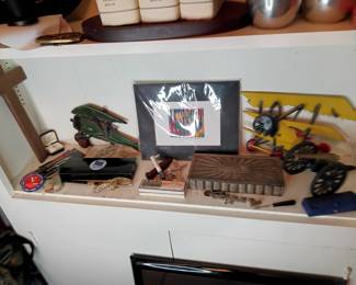 Misc: Metal Airplane Wall Art, Toy Cannon, etc