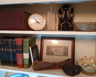 Greensboro Mutual 2 dollar bill, African Mask, Vintage Clock, etc