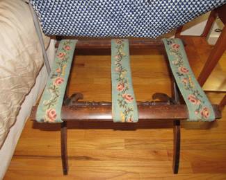 needlepoint blanket / luggage rack