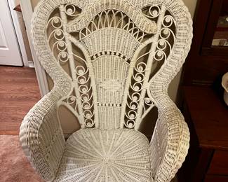 Wicker wingback chair