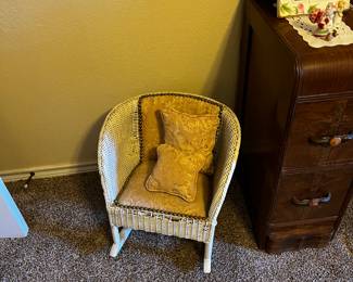 Small child’s wicker chair