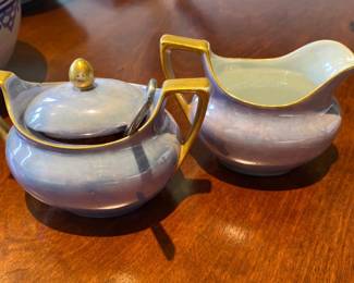 vintage RS Germany Lidded Sugar and Creamer Pearl  Luster