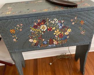 Hand Painted Storage Coffer Raised on Legs 