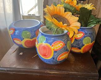 Mexican Ceramic Hand painted Planter Pots 