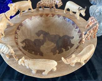 Round Wooden African Bowl 