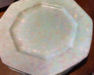 Iridescent Hexagonal Platter with Platinum Trim by Steubenville 