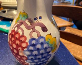 Slovakia Country Hand Painted Grapes Floral Pitcher 
