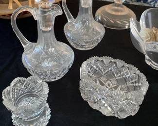 Crystal Cut & Pressed Glass Oil & Vinegar 