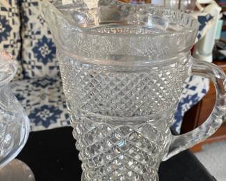 Vintage Anchor Hocking Wexford Lead Crystal Glass Pitcher 64 oz