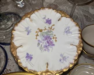  Limoges France Plate Purple Floral Gold China