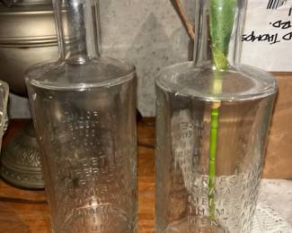 Botanist Floral Names Bottle Embossed Clear Glass 