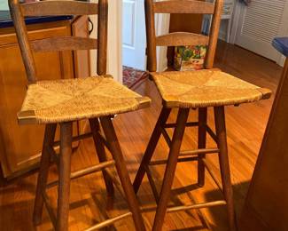 Wooden Rattan stools 