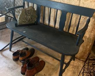 Black Painted Wooden Bench 