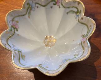 Nippon Hand Painted Scalloped Footed Candy Bowl 