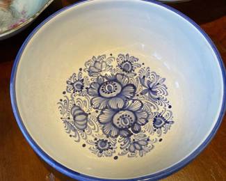 Vintage Blue white porcelain serving bowl 