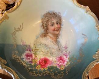 Antique Imperial Crown China Victorian Lady Porcelain Plate 