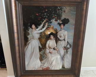Beautiful reproduction oil painting of the "The Acheson sisters" Originally painted by John Singer Sargent Completed in 1902 this was purchased at the Hermitage gallery in Rochester MI. This measures with frame 5' x 4' the painting itself is 4 x 3