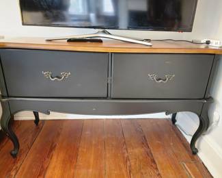 Antique  chairs (2) with desk and buffet table.