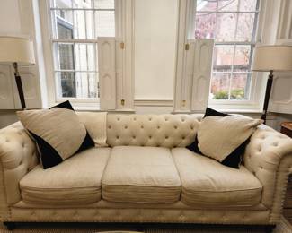 Linen soda, 2 designer floor lamps 