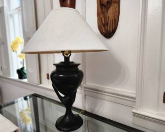 Unique embossed black lamp. 