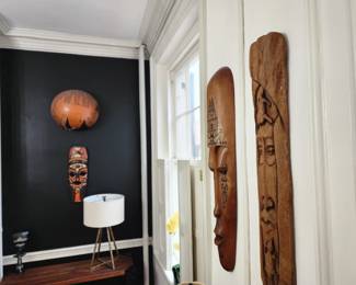 Decorative wall masks.