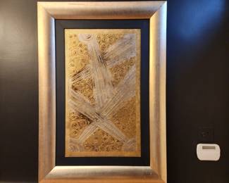 Signed by artist. 2  identical wall art pieces. Gold, black and silver. 