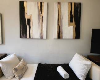 Feathered stuffed day bed, wall art