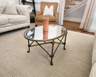 Woven rug, Antique coffee table 