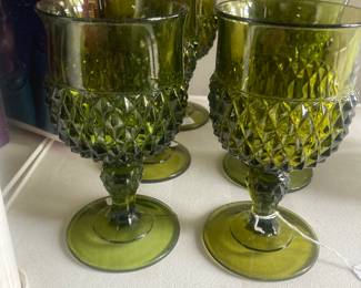 Indiana Glass Diamond Point - Six goblets